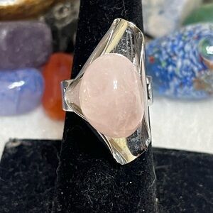 Modernist Rose Quartz Artisan Ring